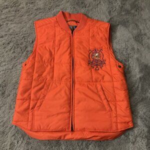 Polo Ralph Lauren Vest Men XL Orange NYC Equestrian Puffer Embroidered Full Zip